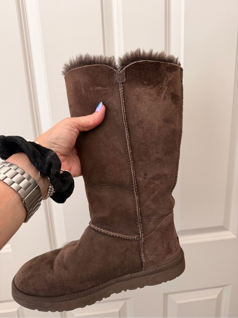 UGG Button-Trim Tall Bailey Boots in Dark Brown - Picture 3 of 5